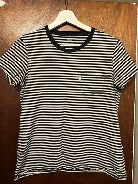 Levi's Black & White Striped Crewneck Tee with Pocket